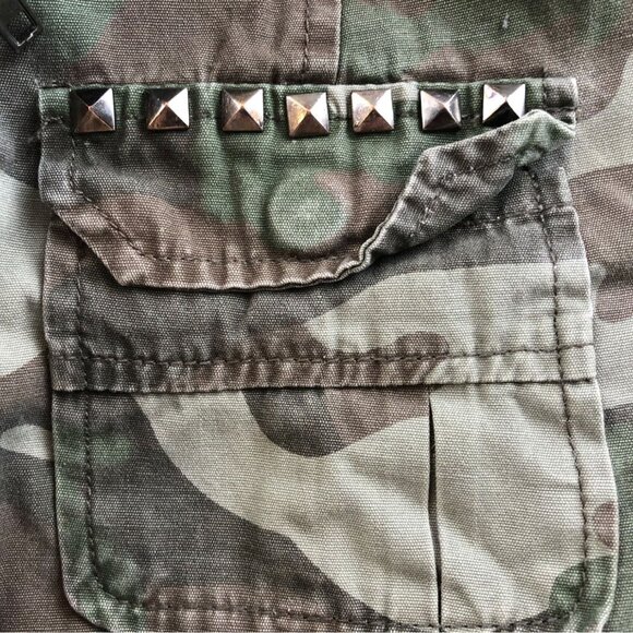 Sound & Matter Women Military Jacket Small Studded Camo Cotton Polyester Utility - Picture 9 of 11